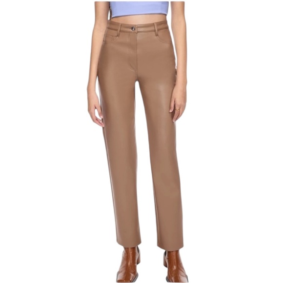 Aritzia Wilfred “The Melina” Camel Vegan Leather High Waist Cropped Pants - 6 - Picture 1 of 16